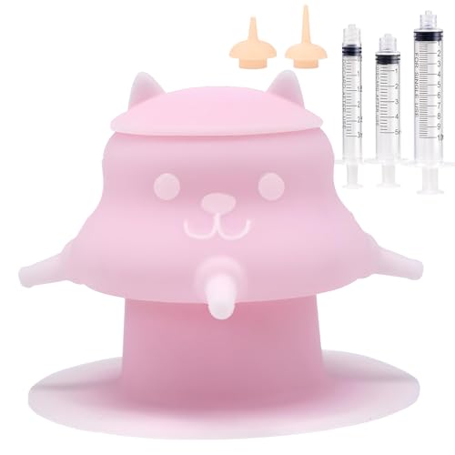 Puppy Milk Feeder for Multiple Nipples, Nipples Puppy Nursing Station with 4 Teats Soft Silicone Feeding Bottles for Puppies Kittens (Pink) - color: Pink