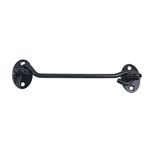 2PCS 6 Inch Stainless Steel Barn Door Hook and Eye Latch - Black, Long Privacy Cabin Swivel Window Hook, Heavy Duty Gate Latch Holder Easy Lock - for Sliding Door, Garage, Shed, Window - size: 6 Inch - Black