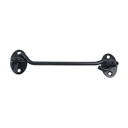 2PCS 6 Inch Stainless Steel Barn Door Hook and Eye Latch - Black, Long Privacy Cabin Swivel Window Hook, Heavy Duty Gate Latch Holder Easy Lock - for Sliding Door, Garage, Shed, Window - size: 6 Inch - Black
