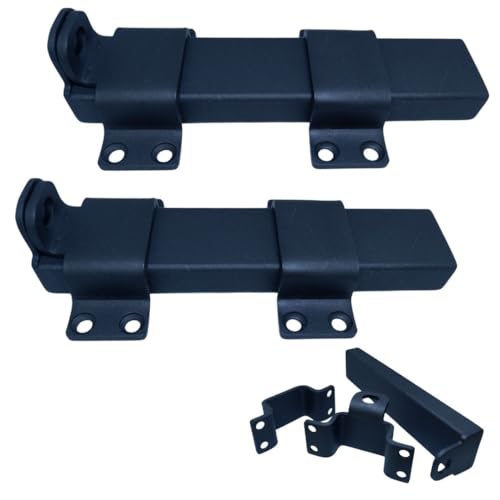 Slide Gate Latch, Heavy Duty Latch Lock with Padlock Hole, Suitable for Wooden Fences, Barn Door Lock, Outdoor Latch, Fence Gate, Courtyard, Shed Lock,Cottages, Cabinet, Matte Black (Style 1-M1-set 2)