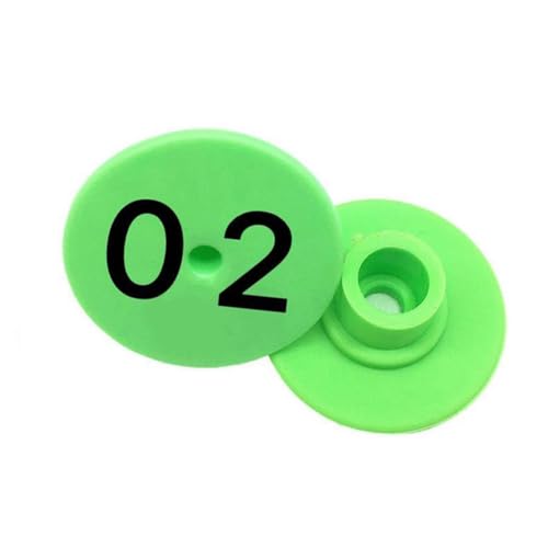 Piglet Round Ear Tags, Digital Livestock Ear Tags, Large and Eye-catching Numbers for Easy Identification 01-100 Green - color: Green