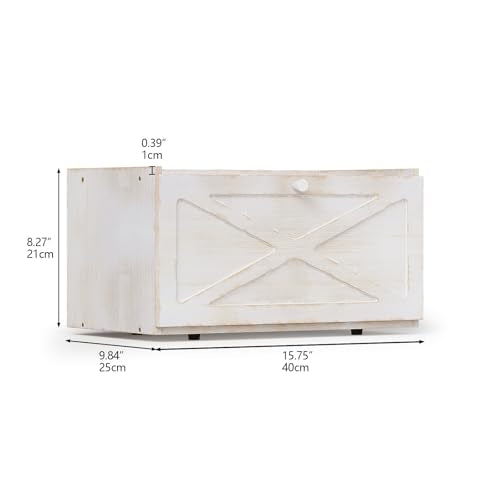 Trironsun Bamboo Bread Box for Kitchen Counter Farmhouse Bread Storage Container Large Capacity Bread Storage Bin Bread Holder (Antique White) - color: Antique White