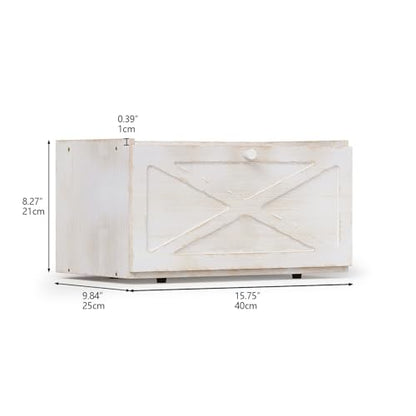 Trironsun Bamboo Bread Box for Kitchen Counter Farmhouse Bread Storage Container Large Capacity Bread Storage Bin Bread Holder (Antique White) - color: Antique White