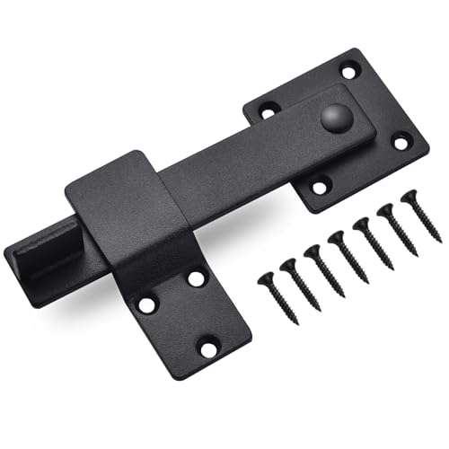 6" Barn Door Flip Latch Sliding Door Latch Gate Latch for Fence, Shed Door, Farm Gate, Solid Metal Heavy Duty Iron Hardware, add More Security and Privacy, Matte Black