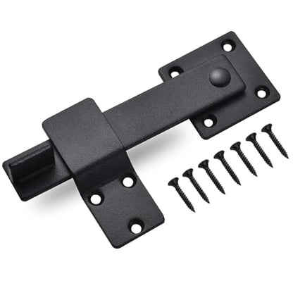 6" Barn Door Flip Latch Sliding Door Latch Gate Latch for Fence, Shed Door, Farm Gate, Solid Metal Heavy Duty Iron Hardware, add More Security and Privacy, Matte Black
