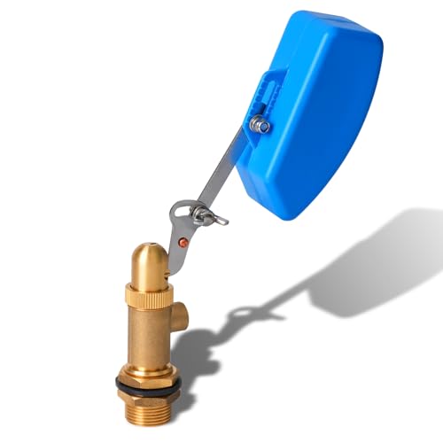 2 Pack Brass Float Valve 3/4 Inch, Livestock Water Tank Float Valve Switch Brass Float Ball Valve Shut Off Pool Auto Fill Valve for Automatic Waterer - style: 3/4" Blue
