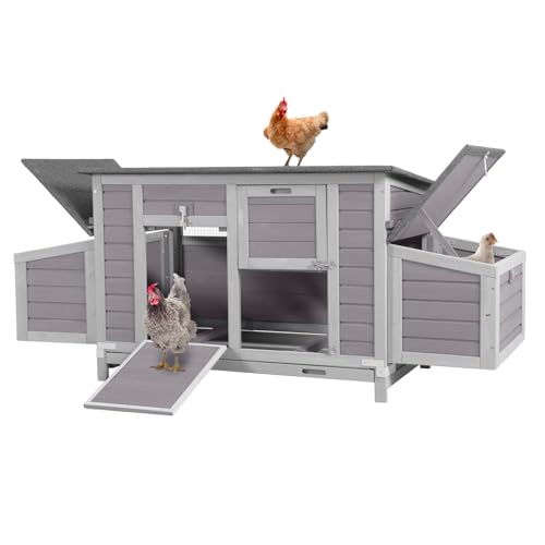 GUTINNEEN Chicken Coop Outdoor Wooden Portable Hen House Expandable Poultry Cage with Nesting Box,Perches,Waterproof Roof