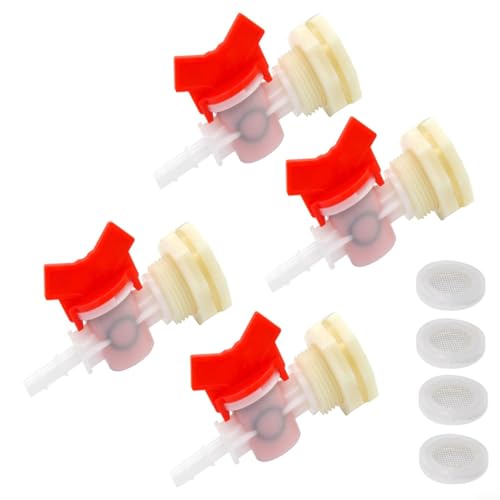 4 Set Water Bucket Connector System with Ball Valve Filter for Rabbit Poultry Animal Watering Equipment 5/16 Inch