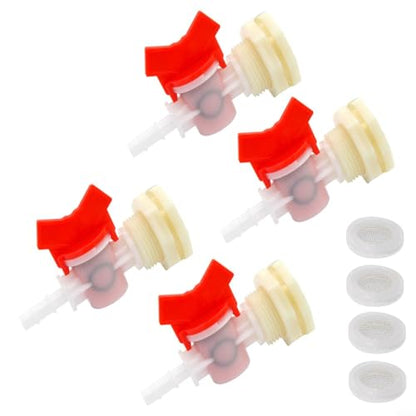 4 Set Water Bucket Connector System with Ball Valve Filter for Rabbit Poultry Animal Watering Equipment 5/16 Inch