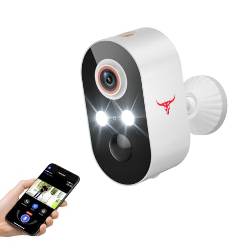 1080P Wireless Security Camera Outdoor, Battery Powered, AI Human Detection, Color Night Vision, 2-Way Audio, IP65 Waterproof, 2.4G Wi-Fi, Cloud Storage (2 Spotlights)
