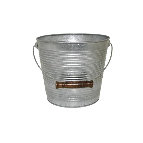 Headwind Vintage Collection Ribbed Planters – Galvanized Flower Pots 10 Inch Indoor Plant Pots Bucket for Peace Lily, Pothos, & Lavender, Petunias, Basil Plant for Outdoor by Robert Allen - color: Galvanized, size: 10"