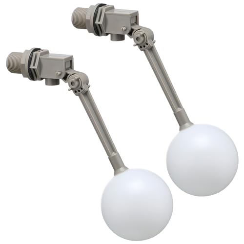 Cinnvoice 2 Pack 3/4" Float Valve for Water Tank with Adjustable Arm, Water Float Valve Ball for Automatic Shut off Livestock Waterer Pool