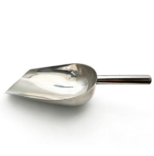 Extra Big Size Stainless Steel Utility Scoop, 35~55-Ounce Metal Scoop Livestock Feed Scoop for Any Household Disposing Replacing Litter/Animal Pet Farm Pig Horse Feed Food Shovel (Stainless Steel)