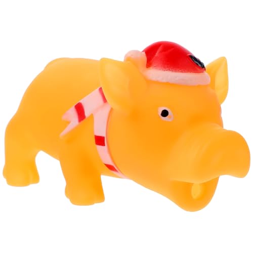 Dog Chew Pig Shape Squeaky Interactive Teething for Indoor Play Bright Color Natural Material Safe for Pets Helps Clean Teeth and Relieves Boredom