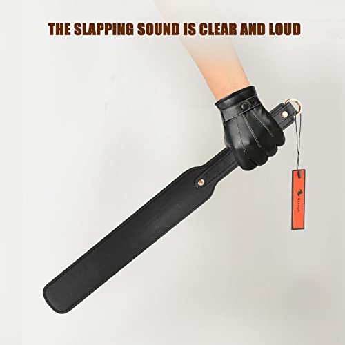 14 inch Faux Leather Paddle,Riding Crop for Horse Training, Stainless Steel Handle - color: Black