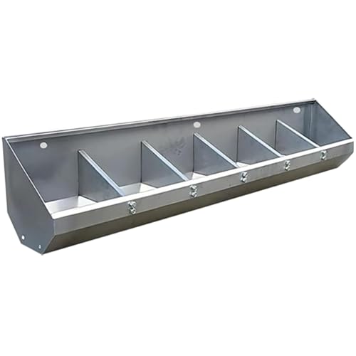 Multi-Animal Hay & Grain Feeder for Pigs, Sheep & Poultry - No-Spill Design, Outdoor Sloped Trough, 1.5m with 6 Holes for Efficient Feeding, Durable Farm Equipment - size: 1.5meter/6hole