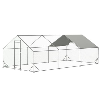 Sturdy Walk-in Chicken Run with Galvanized Steel Frame and PVC-Coated Hexagonal Wire Mesh for Outdoor Poultry Enclosure (3x6m-1) - color: 3x6m-1