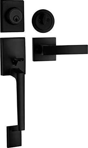 Berlin Modisch Single Cylinder HandleSet with Lever Door Handle (for Entrance and Front Door) Reversible for Right and Left Handed deadbolt Handle Set Iron Black Finish - color: Iron Black, size: HandleSet