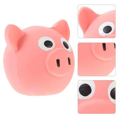 BESPORTBLE Squeaky Pig Head Dog Chew Sturdy Bite-Resistant Puppy Play Ball Interactive Training for Small and Large Dogs Pink