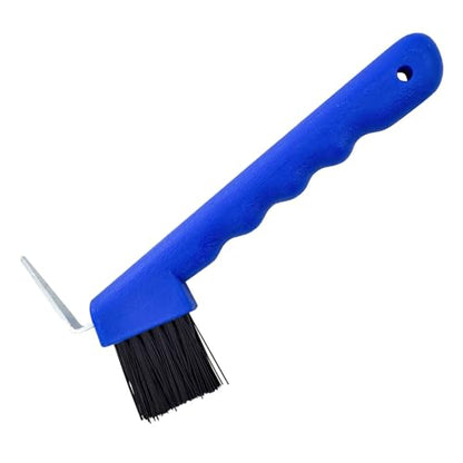 Jeffers Equine Hoof Pick & Brush, Blue – Horse Hoof Cleaning Tool for Grooming, Farrier, Equestrian Care – Durable Hoof Pick with Stiff Bristles – 4 inch Easy Grip Handle - color: Blue