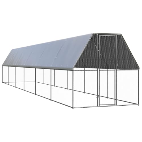 Silver Galvanized Steel Chicken Coop 78.7"x78.7"x78.7" Lockable Gate UV Resistant Large Outdoor Pet Cage for Backyard Farm Garden - color: Silver, size: 78.7 in x 78.7 in x 78.7 in (W x L x H)