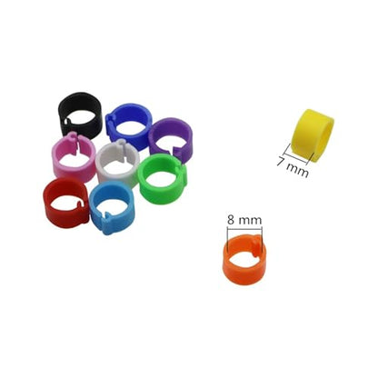 600Pcs 10 Colors Birds Feet Rings Inner Diameter 8mm Width 7mm Plastic Clip Ring Pigeon Quail Foot Farm Animal(Red) - color: Red