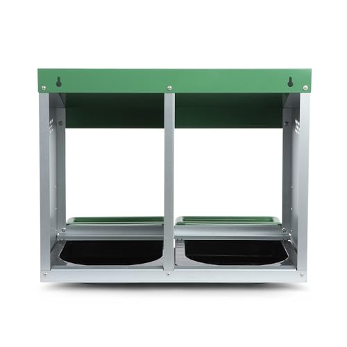 Homestead Essentials Classic Style 2 Compartment, Forward Rollout and Rollaway, Hen & Chicken Nesting Box with Integrated Perch and Protective Egg Laying Collection Lids - size: 2 Compartment