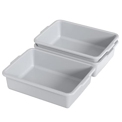 13 L Commercial Bus Tub, 3 Pack Plastic Utility Bus Box Dishpan, Light Gray - size: 13 L