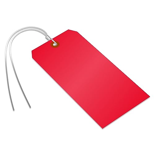 SmartSign Blank Red Shipping Tags with Wires | 6.25" x 3.125" Size 8 Tear Proof Polypropylene, Pack of 25 - color: Red