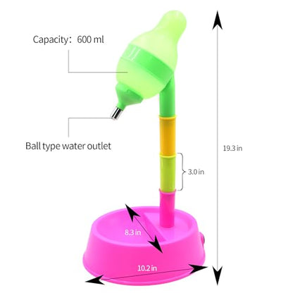 DELIFUR Pet Standing Water Dispenser Adjustable Cat Dog Drinking Water Dispenser Bowl with Detachable Pole Automatically Feeding Water (Red)