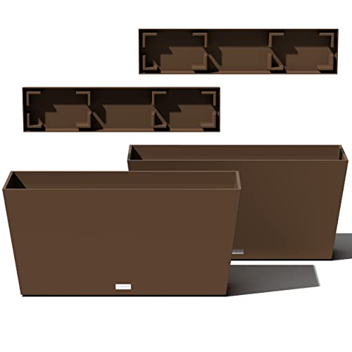 Veradek Midori Long Trough Planter (Espresso, 31 inch - 2 Pack with 2 Saucer Trays) - color: Espresso, size: 31 inch - 2 pack with saucers