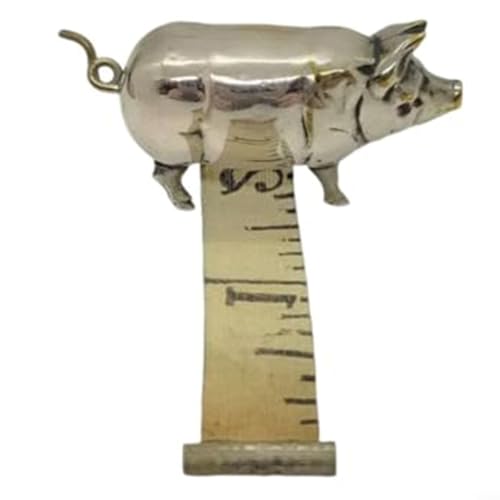 Pig Measuring Tape Antique-Inspired Pig Figurine for Mini Tape Measure Retractable Ruler for Tailors, Quilting, Crafts, Sewing Kit Accessory(15CM Silver 1PCS)