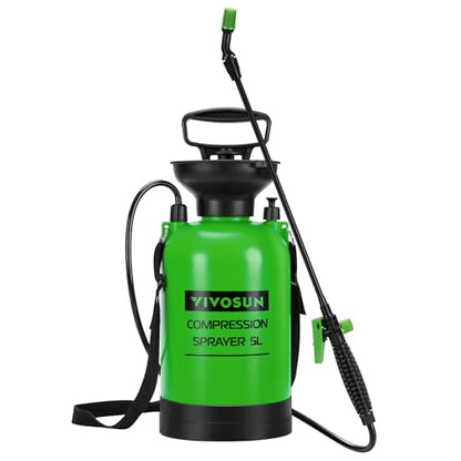 VIVOSUN 1.35-Gallon Pump Sprayer, Pressurized Lawn & Garden Sprayer with Adjustable Shoulder Strap, for Plants Spraying, Garden Watering and Household Cleaning - color: Green, size: 1.35 Gallons
