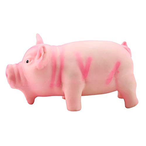 Dog Chew Squeaky Toy, Cute Pig Grunting Teething Toy for Puppies Small Dogs Latex Rubber Yellow 16 x 8 x 8 cm 1 Piece