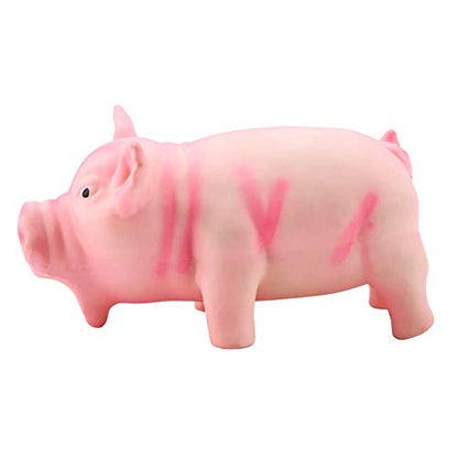 Dog Chew Squeaky Toy, Cute Pig Grunting Teething Toy for Puppies Small Dogs Latex Rubber Yellow 16 x 8 x 8 cm 1 Piece