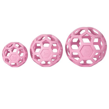 JW Pet HOL-ee Roller™, Dog Toy Puzzle Ball, Natural Rubber, Small (3 Inch Diameter), Pink - color: Pink, size: 3 Inch