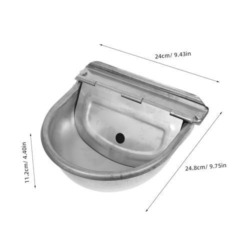 Toyvian Automatic Stainless Steel Animal Waterer with Float Valve Durable Farm Water Bowl for Cattle Pigs Sheep Horses Outdoor Pets Capacity Automatic Water Dispenser