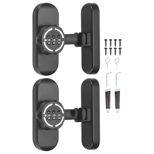 PATIKIL 2Pcs 90/180 Degree Barn Door Combination Lock with Password, 3 Digit Mechanical Password Lock for Sliding Door Gate Cabinets Closet, Bright Black - color: Bright Black