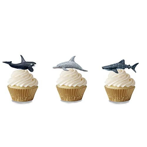 Sharks Figures Sea Animals Whale Toys Set Ocean Animal Action Figures, Great for Kids Bath Toys, Beach Toy, Cake Topper and Party Favors, Gifts, Prizes, Rewards (12 PCS) - color: Sharks