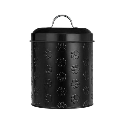 Amici Home – Pet Puppy Paws Black Metal Canister – Large, 140 Oz - color: Black, size: 140 fl oz