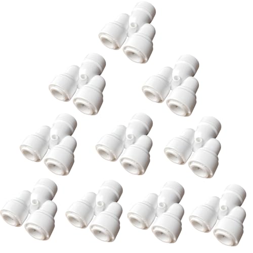 10pcs RO Fittings Y Type 3/8 inch Tubing OD Use Two Way Water Line Splitter Quick Connect Tube Fittings Push to Connect Plastic Connectors for Water Filtration System - style: 3/8 inch Y connect(10)
