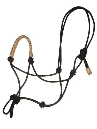 Premium Braided Rope Halter for Horses, Durable Hand-Tied Adjustable Nylon Horse Headcollar with Knots for Trail Riding, Lightweight & Strong Equestrian Western Tack - color: Brown