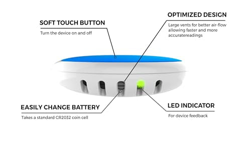 Bluetooth Compatible Thermometer, Hygrometer & Dew Point Sensor and Logger, Smart Temperature Humidity Monitor, Unlimited Phone Storage. Simple Data Export. Made in USA