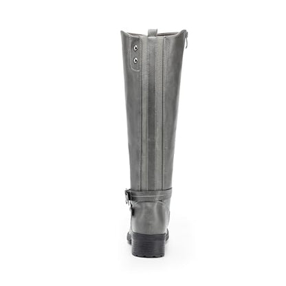 DREAM PAIRS Women's Knee High Boots, Buckle Riding Boots - color: Grey, size: 11