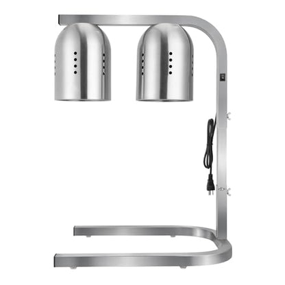 VEVOR Food Heat Lamp, 500W Bulbs, Commercial Food Warmer Light, Electric Stainless Steel French Fry Heating Lamp, Free-Standing, Catering Food Warming Equipment for Kitchen Buffet Restaurant, Silver