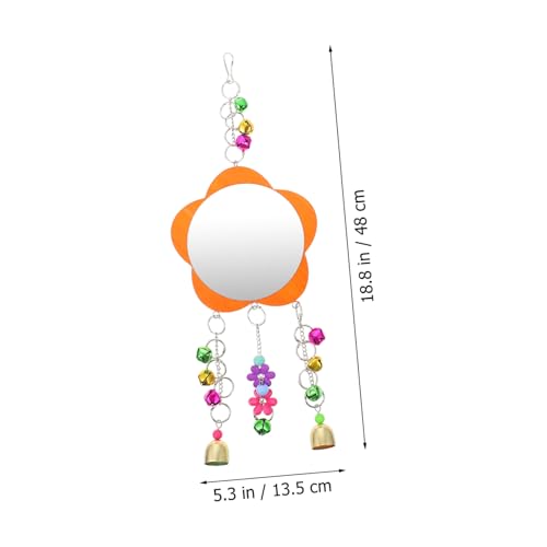 GANAZONO 1pc Hanging Mirror Toy for Birds and Chickens with Bells Rooster Plaything for Coop Garden Pet Cage Fun Reflective Design to Pets