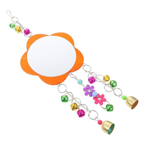 FRCOLOR Acrylic Chicken Mirror with Bells Hanging Hen Coop Decoration Interactive Pet Cage Accessory for Fun and Enrichment
