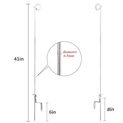 Fence Shock 30 Pack 41 Inches Systems Pig Tail Step-in Fence Post, Portable Stainless Steel Single Rope Poles/Stakes for Electric Fence, Garden, Farm, Flower Beds, Walkways, Fountains - White - color: White