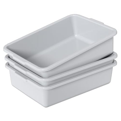 13 L Commercial Bus Tub, 3 Pack Plastic Utility Bus Box Dishpan, Light Gray - size: 13 L