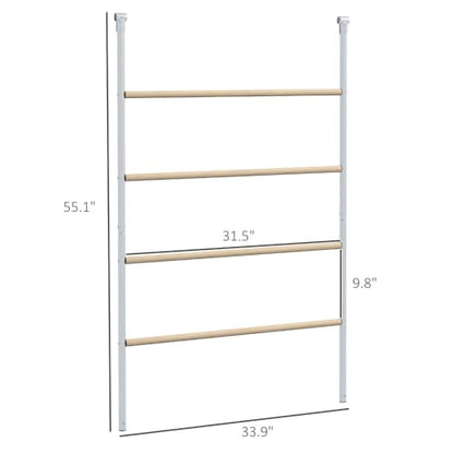 Chicken Roost for Coop, Galvanized Steel & Wood Jungle Gym with Four Height-Adjustable Tiers, 55" L x 33.75" W Roosting Bars for Hens, Ladder for Easy Assembly (22 lbs Capacity)